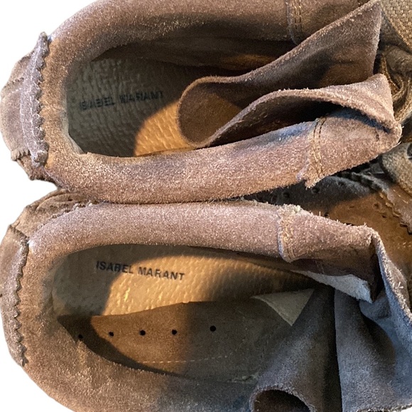 Isabel Marant Bobby Leather Sneakers Suede Nubuck Ankle Lace Up Booties 38 8 - Picture 9 of 14